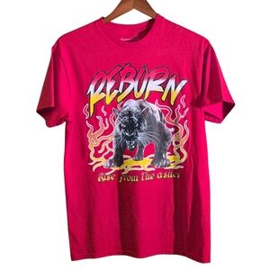 90s Papercut Collection Reborn Panther Fire Graphic Men's T-Shirt - Red Size M